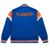 New York Islanders Blue Satin Varsity Jacket Back