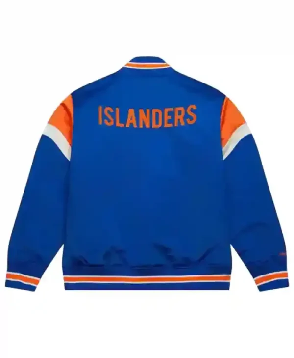 New York Islanders Blue Satin Varsity Jacket Back