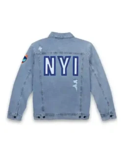 New York Islanders Blue Trucker Denim Jacket Back