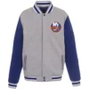 New York Islanders Grey And Blue Varsity Jacket