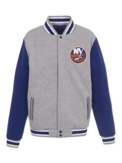 New York Islanders Grey And Blue Varsity Jacket