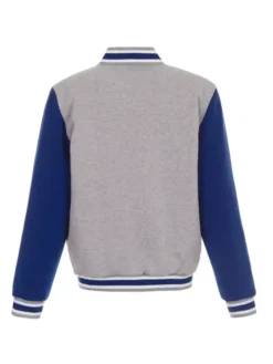 New York Islanders Grey And Blue Varsity Jacket Back
