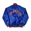 New York Islanders Letterman Satin Varsity Jacket Back