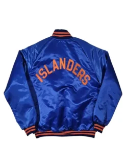 New York Islanders Letterman Satin Varsity Jacket Back