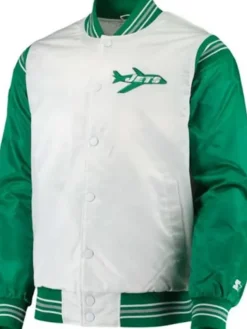 New York Jets Starter Satin White And Green Jacket