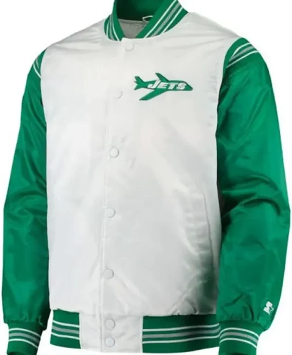 New York Jets Starter Satin White And Green Jacket