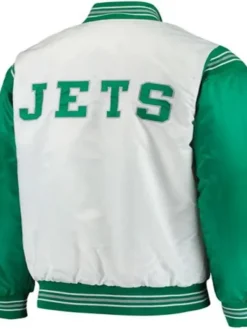 New York Jets Starter Satin White And Green Jacket Back