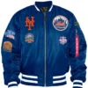 New York Mets Blue Satin Ma-1 Bomber Jacket