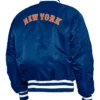 New York Mets Blue Satin Ma-1 Bomber Jacket Back