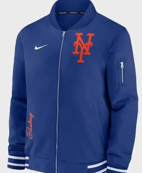 New York Mets Nacy Blue Zip Bomber Jacket