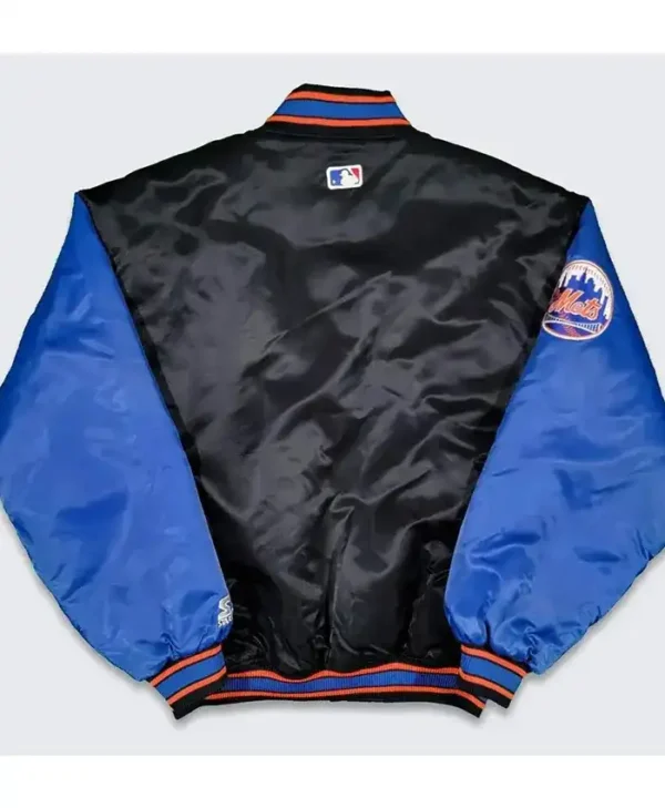 New York Mets Vintage Starter Black Varsity Jacket Back