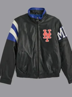New York Mets Vintage Zip Leather Jacket