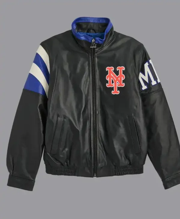New York Mets Vintage Zip Leather Jacket