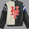 New York Mets Vintage Zip Leather Jacket Back