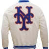 New York Mets White Vintage Varsity Starter Jacket Back