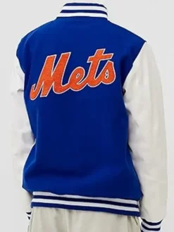 New York Mets Wool Blue And White Varsity Jacket Back