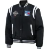 New York Rangers 2024 Stadium Black Satin Varsity Jacket
