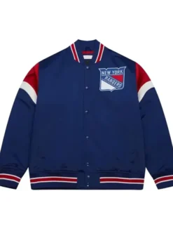 New York Rangers Blue Satin Varsity Jacket