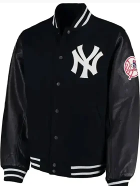 New York Yankee Black Wool Letterman Varsity Jacket
