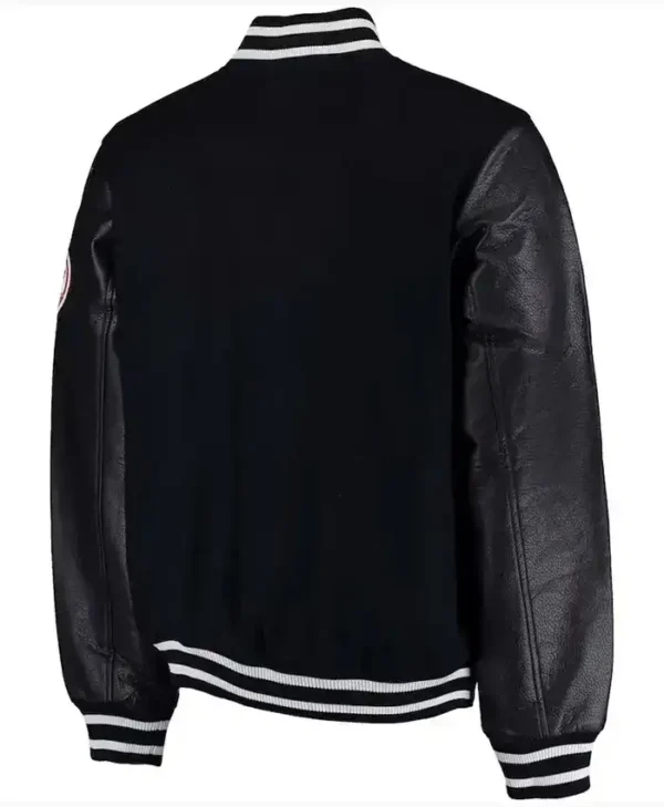 New York Yankee Black Wool Letterman Varsity Jacket Back