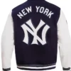 New York Yankees Black Wool Varsity Baseball Jacket Back