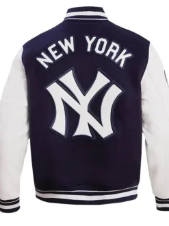 New York Yankees Black Wool Varsity Baseball Jacket Back