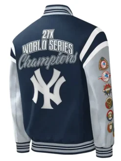 New York Yankees Championship Navy Blue Varsity Jacket Back