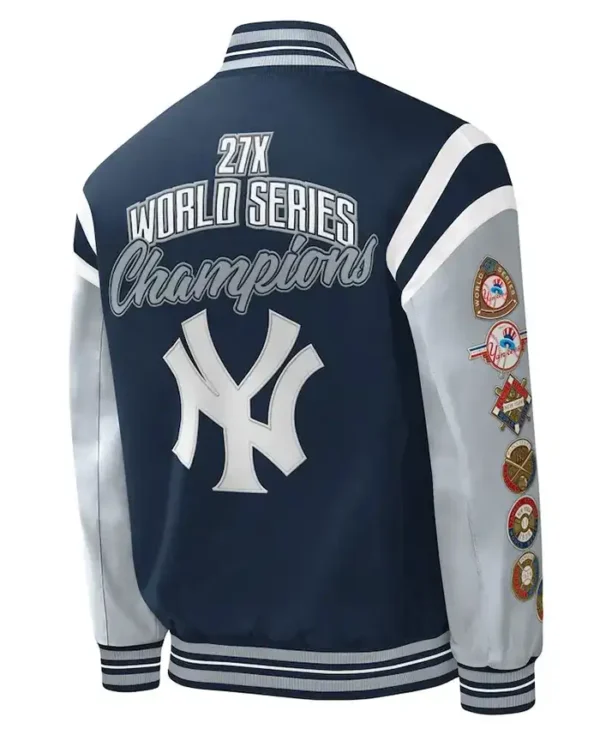New York Yankees Championship Navy Blue Varsity Jacket Back