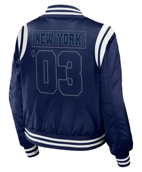 New York Yankees Navy Blue Bomber Jacket Back