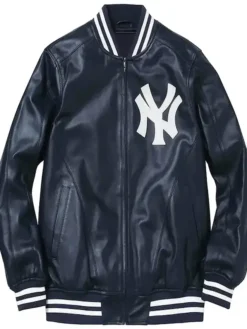 New York Yankees Navy Blue Bomber Leather Jacket