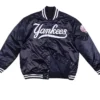 New York Yankees Navy Blue Embroidery Logos Satin Jacket
