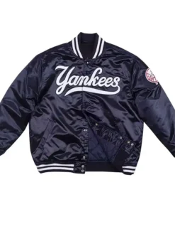 New York Yankees Navy Blue Embroidery Logos Satin Jacket