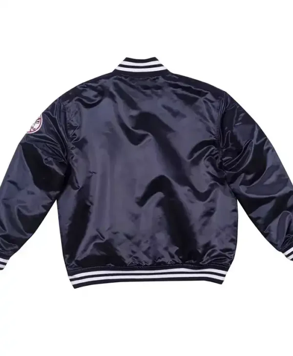 New York Yankees Navy Blue Embroidery Logos Satin Jacket Back