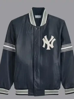 New York Yankees Navy Blue Leather Varsity Jacket