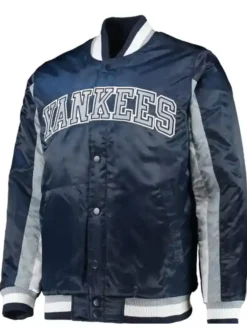 New York Yankees Satin Navy Blue Varsity Jacket