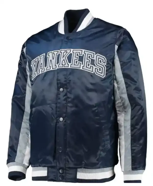 New York Yankees Satin Navy Blue Varsity Jacket