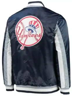 New York Yankees Satin Navy Blue Varsity Jacket Back