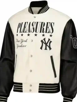 New York Yankees White Pleasures Varsity Letterman Jacket