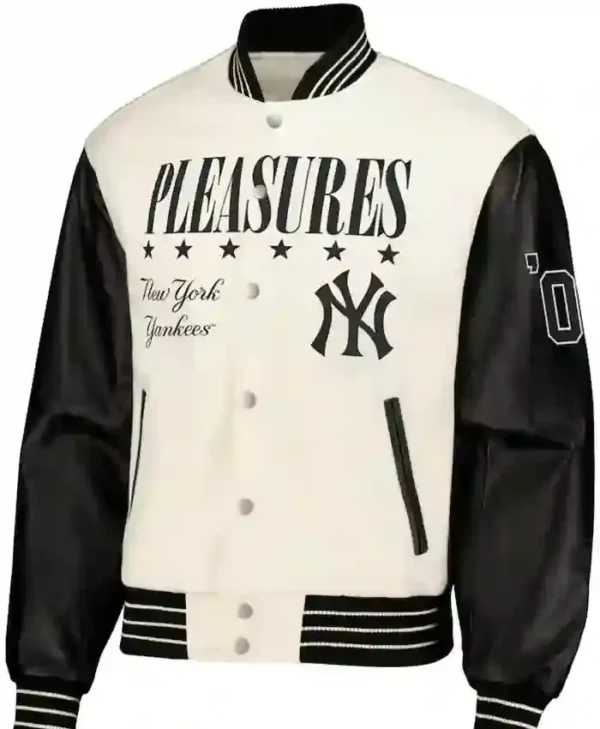 New York Yankees White Pleasures Varsity Letterman Jacket