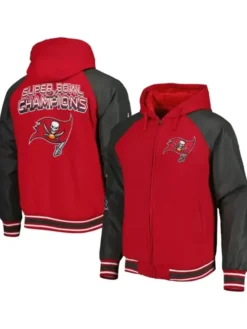 Noah Tampa Bay Buccaneers Red Hooded Bomber Jacket