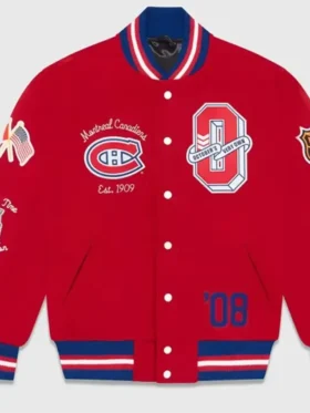 OVO Montreal Canadiens Red Wool Varsity Jacket
