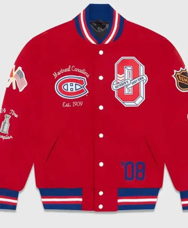 OVO Montreal Canadiens Red Wool Varsity Jacket