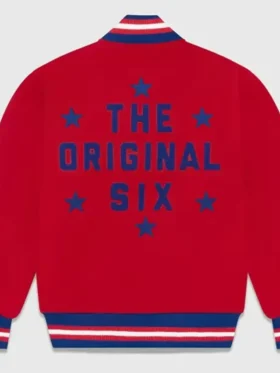 OVO Montreal Canadiens Red Wool Varsity Jacket Back
