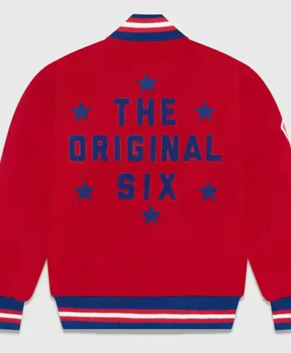 OVO Montreal Canadiens Red Wool Varsity Jacket Back