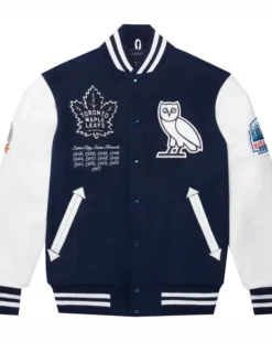 OVO x Toronto Maple Leafs Blue Varsity Jacket