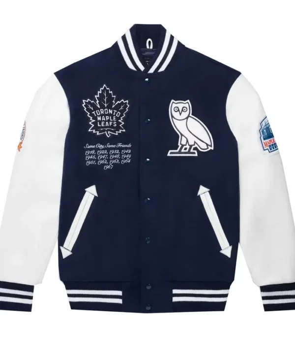 OVO x Toronto Maple Leafs Blue Varsity Jacket