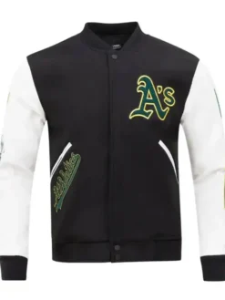 Oakland Athletics Letterman Classic Black Wool Varsity Jacket