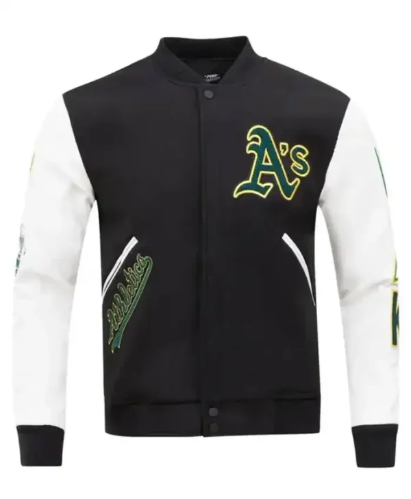 Oakland Athletics Letterman Classic Black Wool Varsity Jacket