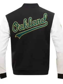 Oakland Athletics Letterman Classic Black Wool Varsity Jacket Back