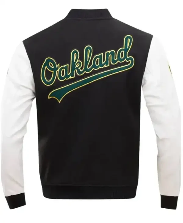 Oakland Athletics Letterman Classic Black Wool Varsity Jacket Back